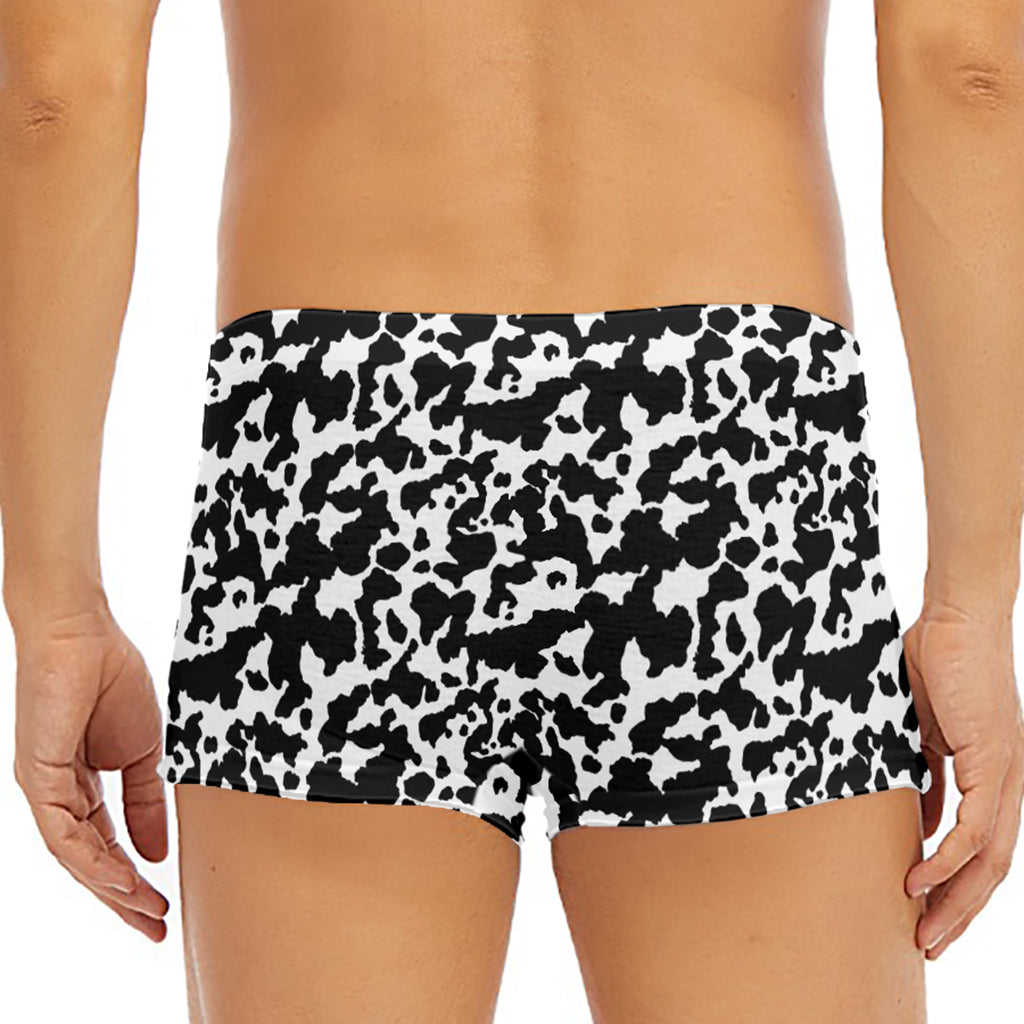 Black And White Cow Pattern Print Men's Short Boxer Briefs