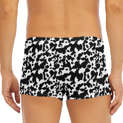 Black And White Cow Pattern Print Men's Short Boxer Briefs