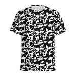 Black And White Cow Pattern Print Men's Sports T-Shirt