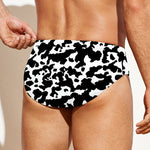 Black And White Cow Pattern Print Men's Swim Briefs
