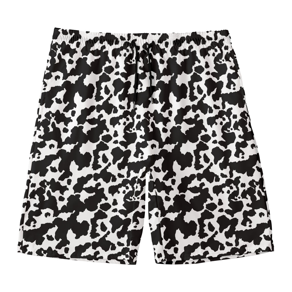 Black And White Cow Pattern Print Men's Swim Trunks