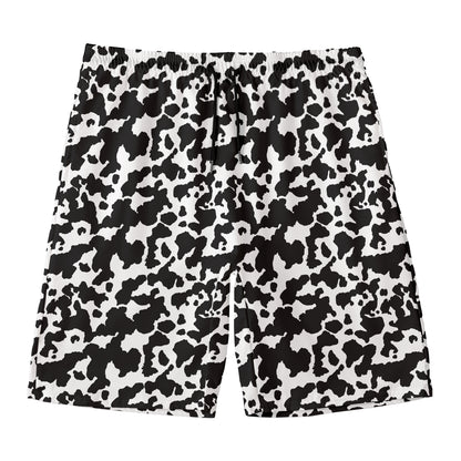 Black And White Cow Pattern Print Men's Swim Trunks