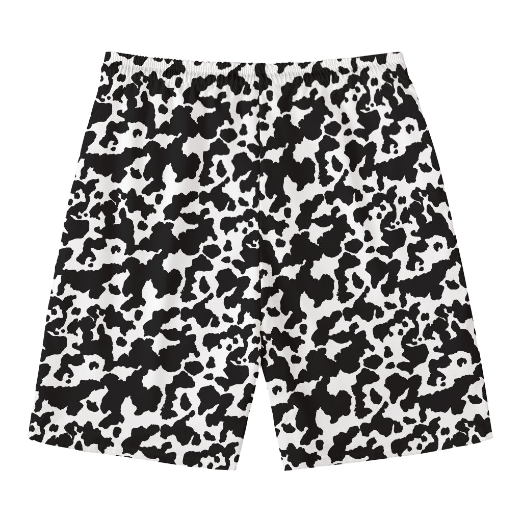 Black And White Cow Pattern Print Men's Swim Trunks