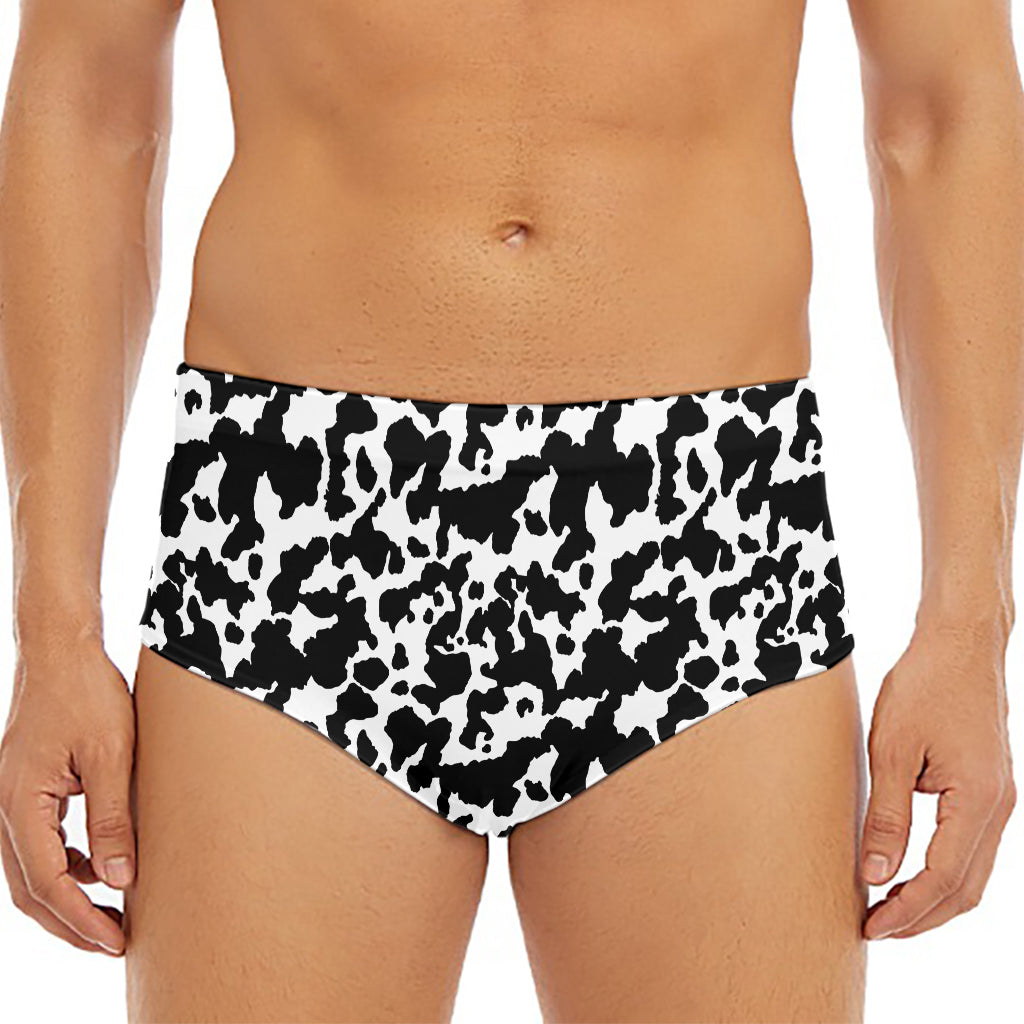 Black And White Cow Pattern Print Men's Triangle Swim Briefs