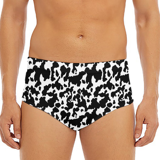 Black And White Cow Pattern Print Men's Triangle Swim Briefs