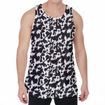 Black And White Cow Pattern Print Men's Velvet Tank Top
