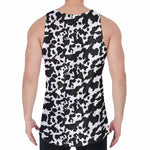 Black And White Cow Pattern Print Men's Velvet Tank Top