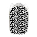 Black And White Cow Pattern Print Mesh Laundry Hamper