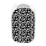 Black And White Cow Pattern Print Mesh Laundry Hamper