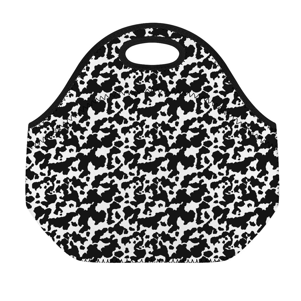 Black And White Cow Pattern Print Neoprene Lunch Bag
