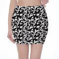 Black And White Cow Pattern Print Pencil Mini Skirt