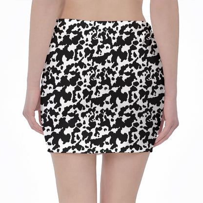 Black And White Cow Pattern Print Pencil Mini Skirt