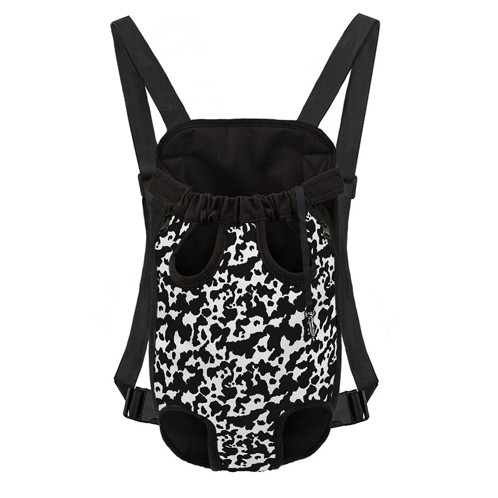 Black And White Cow Pattern Print Pet Carrier Backpack