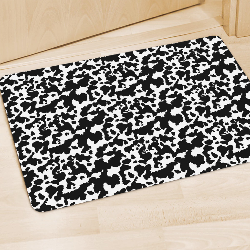 Black And White Cow Pattern Print Polyester Doormat
