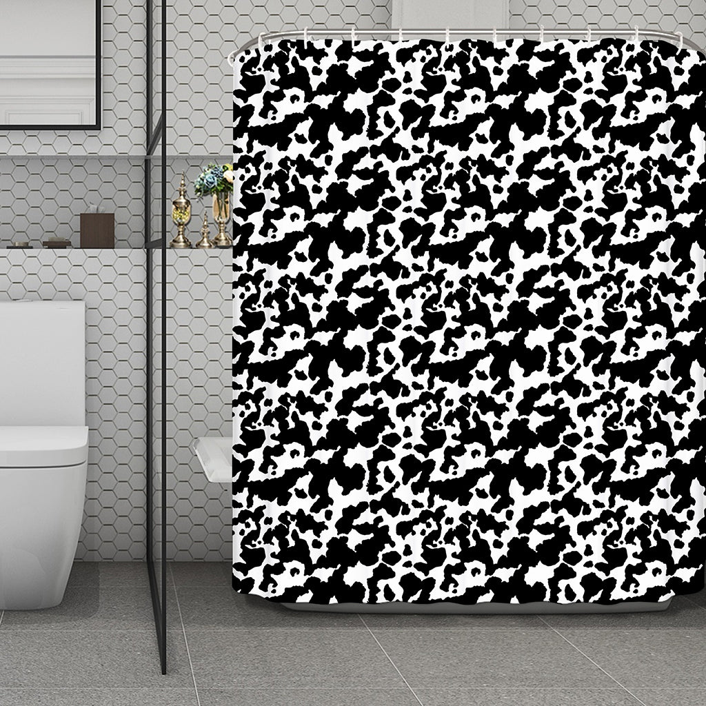 Black And White Cow Pattern Print Polyester Shower Curtain