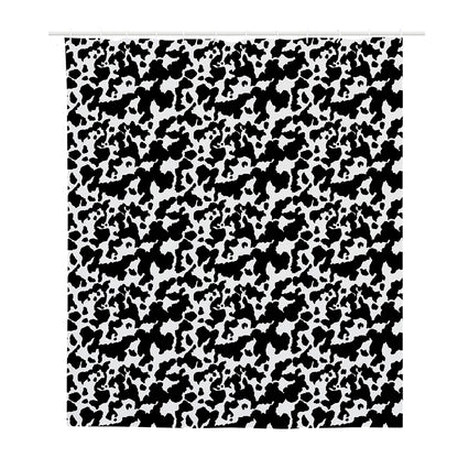Black And White Cow Pattern Print Polyester Shower Curtain