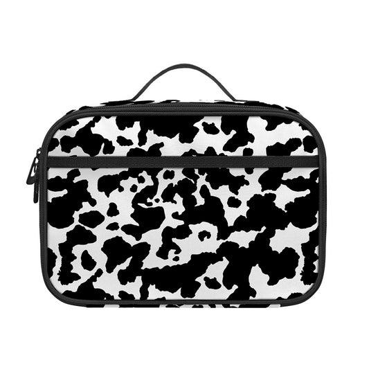 Black And White Cow Pattern Print Portable Lunch Bag