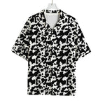 Black And White Cow Pattern Print Rayon Hawaiian Shirt