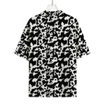 Black And White Cow Pattern Print Rayon Hawaiian Shirt