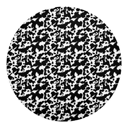 Black And White Cow Pattern Print Round Blanket