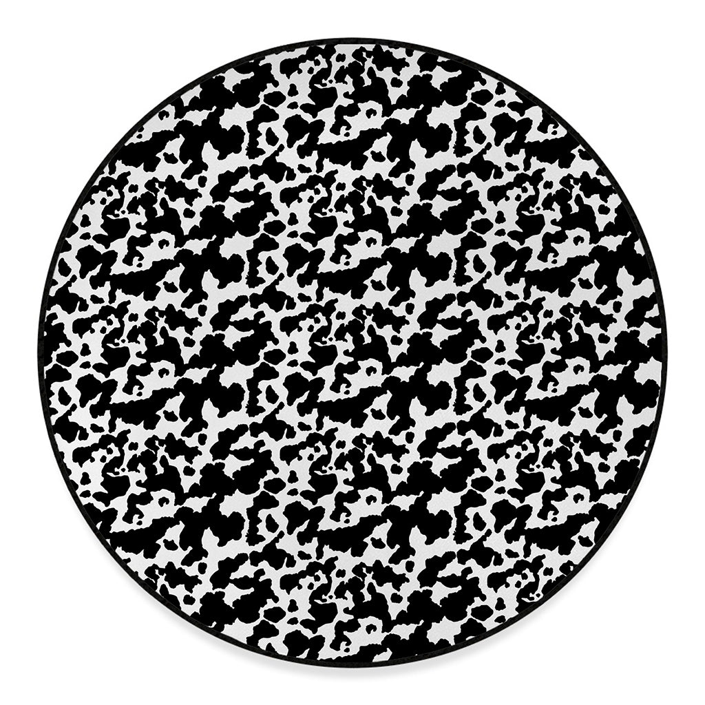 Black And White Cow Pattern Print Round Floor Mat