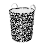 Black And White Cow Pattern Print Round Laundry Basket