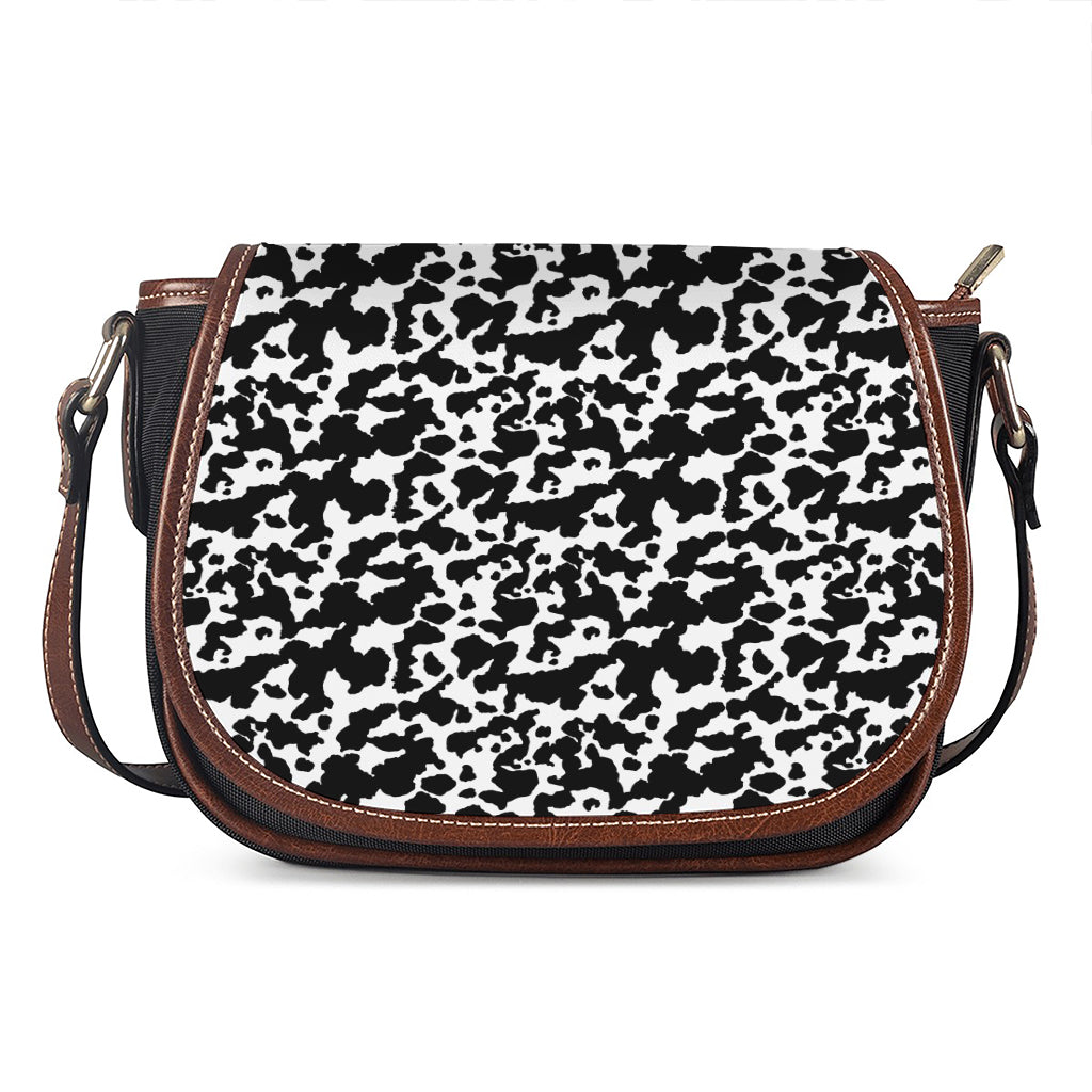 Black And White Cow Pattern Print Saddle Bag