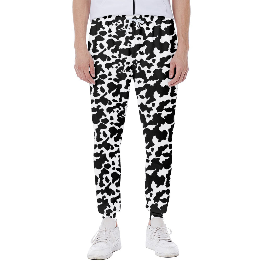 Black And White Cow Pattern Print Scuba Joggers