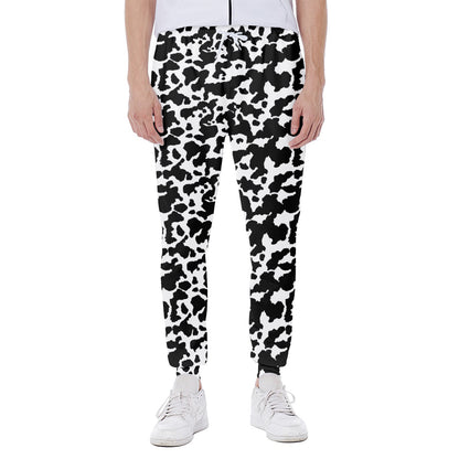 Black And White Cow Pattern Print Scuba Joggers