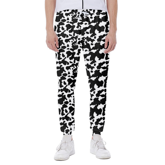 Black And White Cow Pattern Print Scuba Joggers