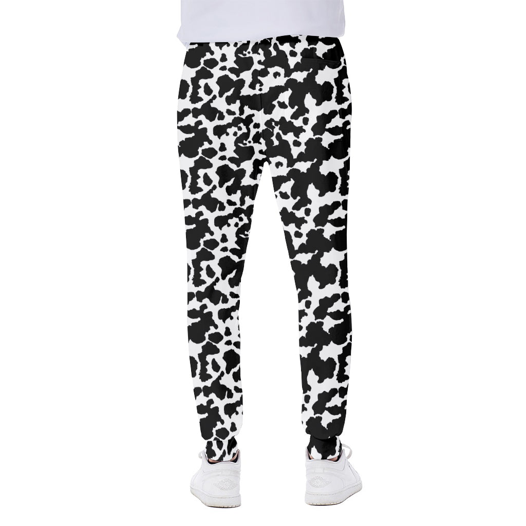 Black And White Cow Pattern Print Scuba Joggers