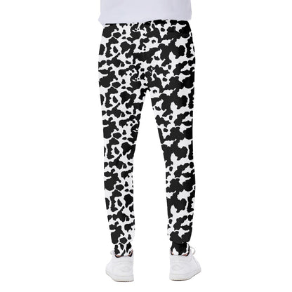 Black And White Cow Pattern Print Scuba Joggers