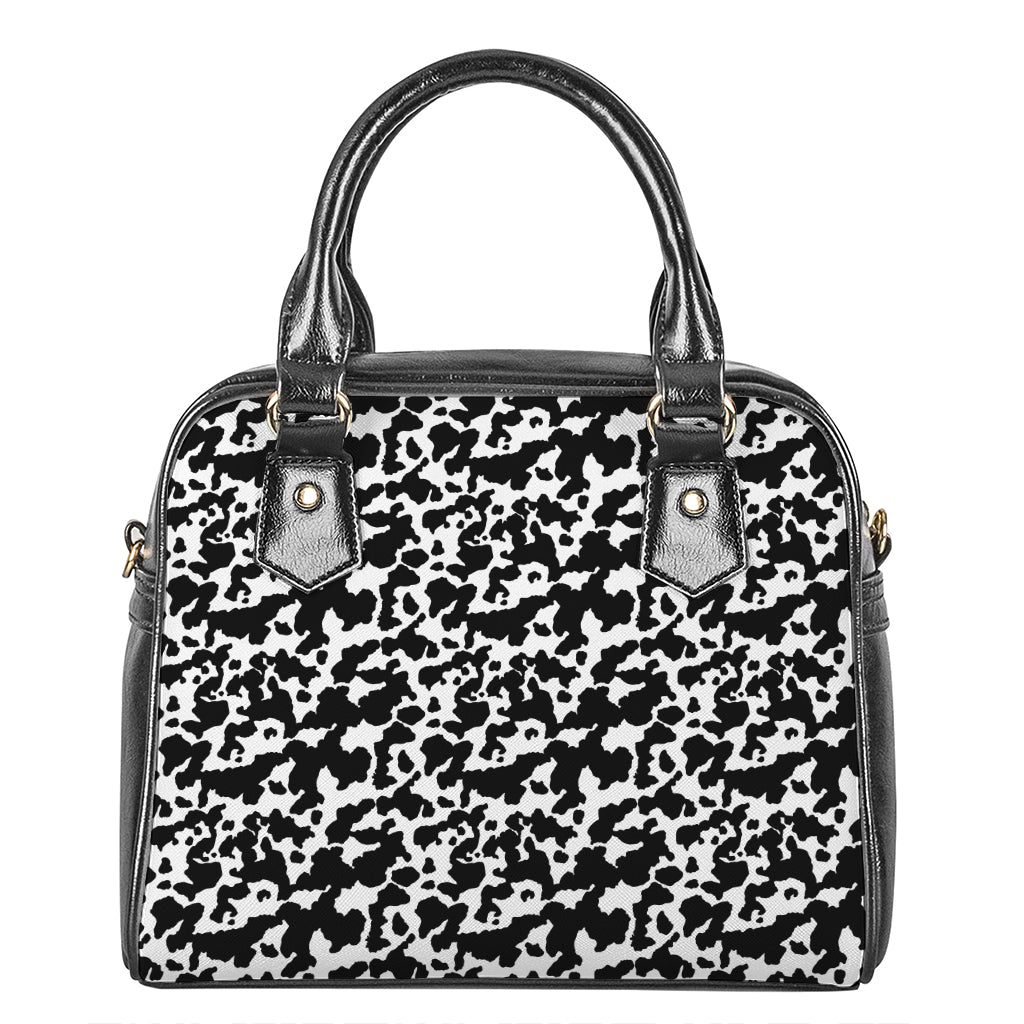 Black And White Cow Pattern Print Shoulder Handbag