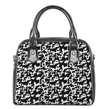 Black And White Cow Pattern Print Shoulder Handbag