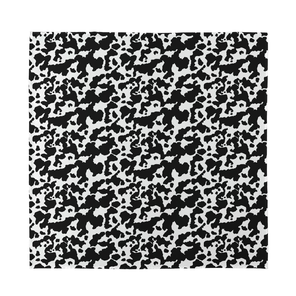 Black And White Cow Pattern Print Silk Bandana