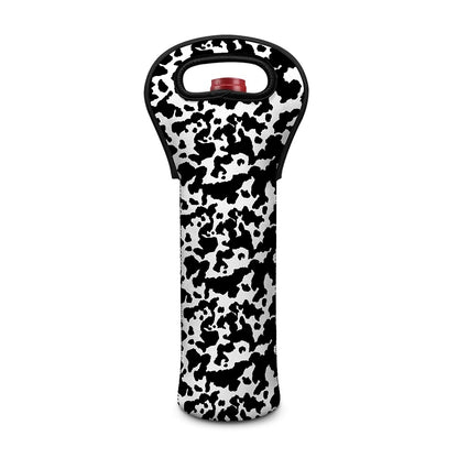 Black And White Cow Pattern Print Single Neoprene Wine Tote
