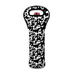 Black And White Cow Pattern Print Single Neoprene Wine Tote
