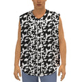 Black And White Cow Pattern Print Sleeveless Baseball Jersey
