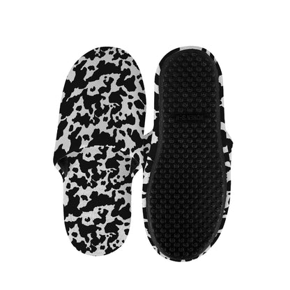 Black And White Cow Pattern Print Slippers