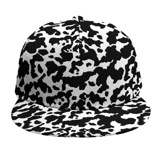 Black And White Cow Pattern Print Snapback Cap