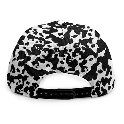 Black And White Cow Pattern Print Snapback Cap
