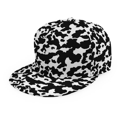 Black And White Cow Pattern Print Snapback Cap