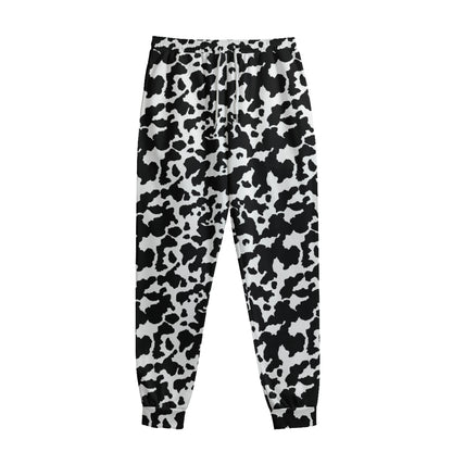 Black And White Cow Pattern Print Sweatpants
