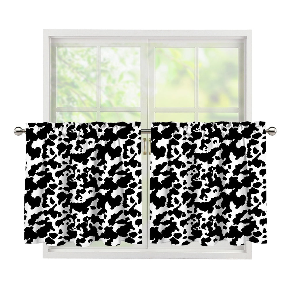 Black And White Cow Pattern Print Tier Curtains