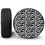 Black And White Cow Pattern Print Tire Cover With Camera Hole