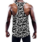 Black And White Cow Pattern Print Training Tank Top