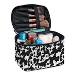 Black And White Cow Pattern Print Travel Makeup Bag