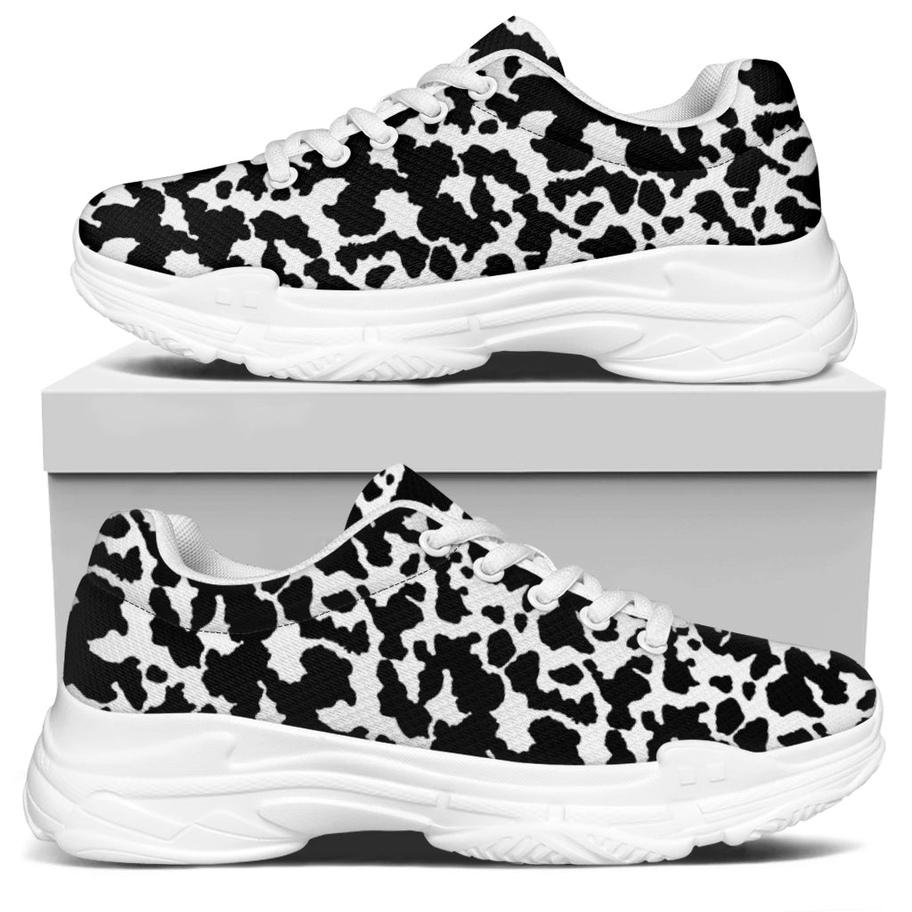 Black And White Cow Pattern Print White Chunky Shoes