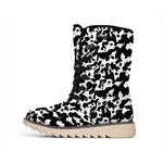 Black And White Cow Pattern Print Winter Boots