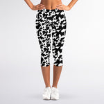 Black And White Cow Pattern Print Women's Capri Leggings